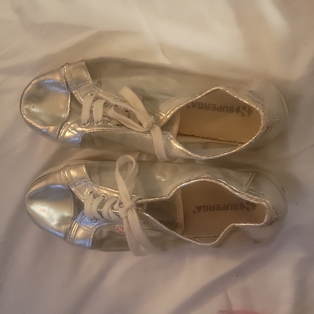 Superga Size 9 Silver and See Thru Mesh Sneaker